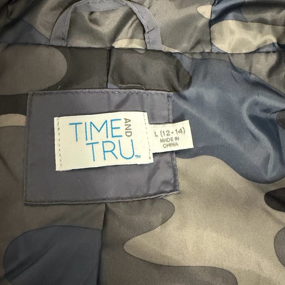 Time and Tru Navy Hooded Utility Anorak Jacket Size L 12–14 - Picture 4 of 4